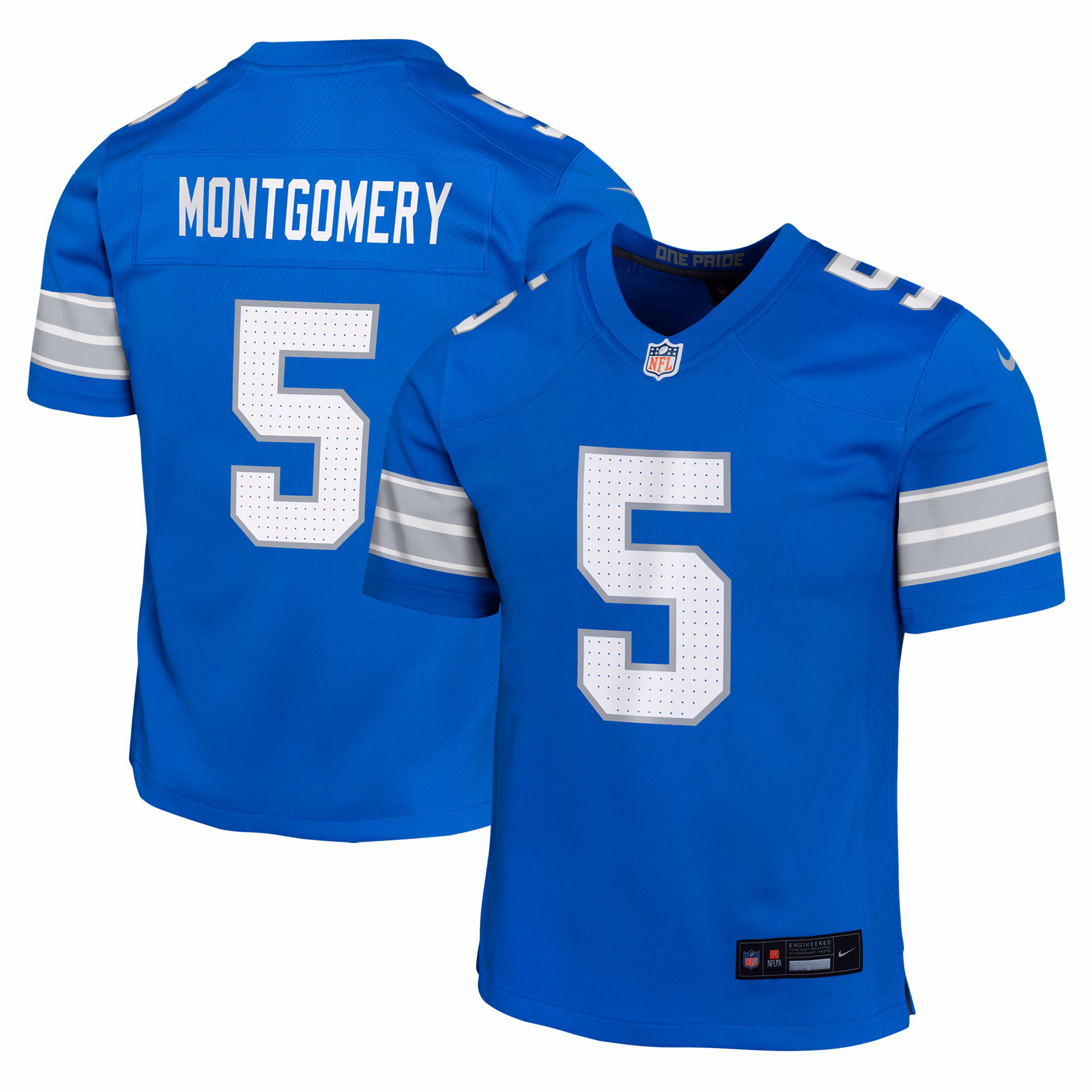 David Montgomery Detroit Lions Youth Team Player Game Jersey - Blue