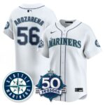 Randy Arozarena #56 Seattle Mariners 50th Anniversary & AL West Vapor Premier Limited Jersey - White