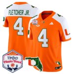 Mark Fletcher Jr. #4 Miami Hurricanes MIA 2026 The Fiesta Bowl & Florida Patch Vapor Limited Jersey - All Stitched