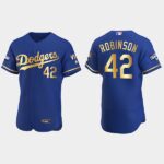 Jackie Robinson Los Angeles Dodgers 2021 Gold Program World Series Champions Coolbase Jersey - Royal