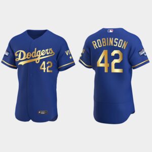 Jackie Robinson Los Angeles Dodgers 2021 Gold Program World Series Champions Coolbase Jersey - Royal