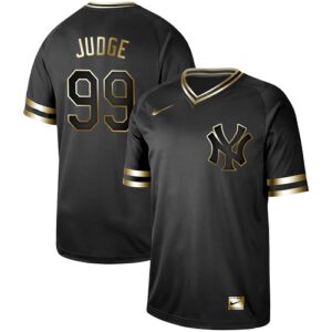 Men's  New York Yankees #99 Aaron Judge Black Gold Jersey