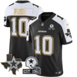 Cooper Rush #10 Cowboys Texas Patch Gold Trim Vapor Jersey - All Stitched