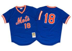 Mitchell And Ness 1986 New York Mets #18 Darryl Strawberry Blue Throwback Stitched Jersey