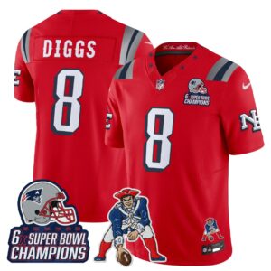 Stefon Diggs #8 New England Patriots 2025 Rivalries 6x Champions & Throwbacks Mascot Patch Vapor Limited Jersey - All Stitched