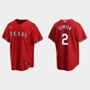 Men's Texas Rangers #2 Marcus Semien Red Alternate Jersey