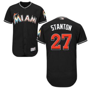 Miami Marlins #27 Giancarlo Stanton Black Flexbase Collection Stitched Jersey