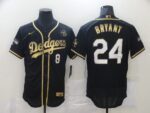 Men's Los Angeles Dodgers #8 #24 Kobe Bryant Black Gold Stitched Flex Base  Jersey