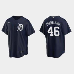 Men's Detroit Tigers #46 Jeimer Candelario Alternate Navy Jersey