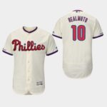 Men's Philadelphia Phillies #10 J.T. Realmuto Cream 150th Anniversary Patch Flex Base Jersey