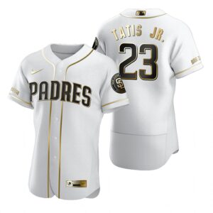 Men's  San Diego Padres #23 Fernando Tatis Jr. White Golden Edition Jersey
