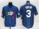 Men's  Los Angeles Dodgers #3 Chris Taylor Blue Mexico World Series Throwback Stitched Cool Base Jersey
