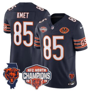 Cole Kmet #85 Chicago Bears CHI 2025 NFC North Champions Patch Jersey V2 - All Stitched