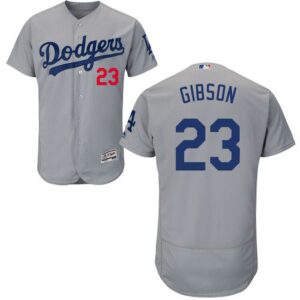 Los Angeles Dodgers #23 Kirk Gibson Grey Flexbase Collection Stitched Jersey