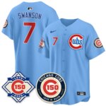 Dansby Swanson #7 Chicago Cubs 150th Anniversary Vapor Limited Jersey - All Stitched