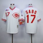 Mitchell And Ness 1990 Cincinnati Reds #17 Chris Sabo White Throwback Stitched Jersey