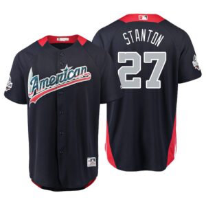 Men's 2018 All Star #27 Giancarlo Stanton Navy Home Run Derby American League Cool Base Jersey