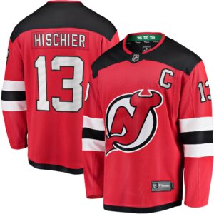 Nico Hischier New Jersey Devils Captain Patch Home Breakaway Jersey - Red