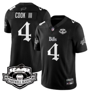 James Cook III #4 Buffalo Bills BUF Gothic Vapor Limited Jersey - Farewell Highmark Patch - All Stitched