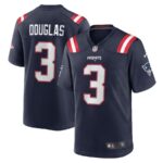 Men's Demario Douglas #3 Navy New England Patriots Game Jersey