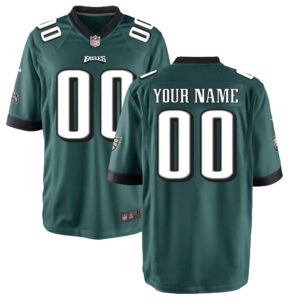Philadelphia Eagles  Youth Custom Game Jersey - Midnight Green