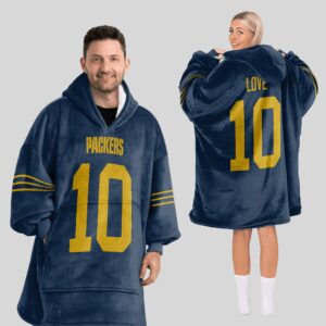 Adult J.L 10 Green Bay Football Unisex Blanket Hoodie