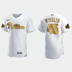 Men's Philadelphia Phillies #45 Zack Wheeler 2022 All-Star Game Flex Base Jersey - White Gold