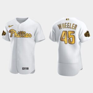 Men's Philadelphia Phillies #45 Zack Wheeler 2022 All-Star Game Flex Base Jersey - White Gold