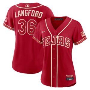 Women's Texas Rangers Wyatt Langford #36 Red 2026 City Connect Stadium Jersey