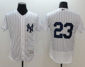 New York Yankees #23 Don Mattingly White Strip Flexbase Collection Stitched Jersey