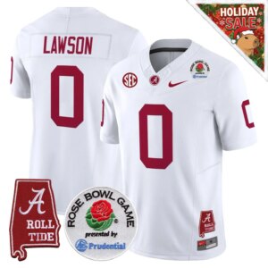 Deontae Lawson #0 Ncaa BAMA Rose Bowl Patch Vapor Limited Jersey - Alabama Map - All Stitched