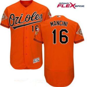 Men's Baltimore Orioles #16 Trey Mancini Orange 25th Patch Flex Base Jersey