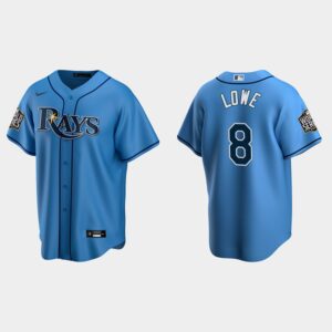 Men's Tampa Bay Rays #8 Brandon Lowe Light Blue 2020 World Series Alternate Jersey