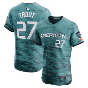 Men's American League #27 Mike Trout  Teal 2023 All-Star Game Flex Base Jersey