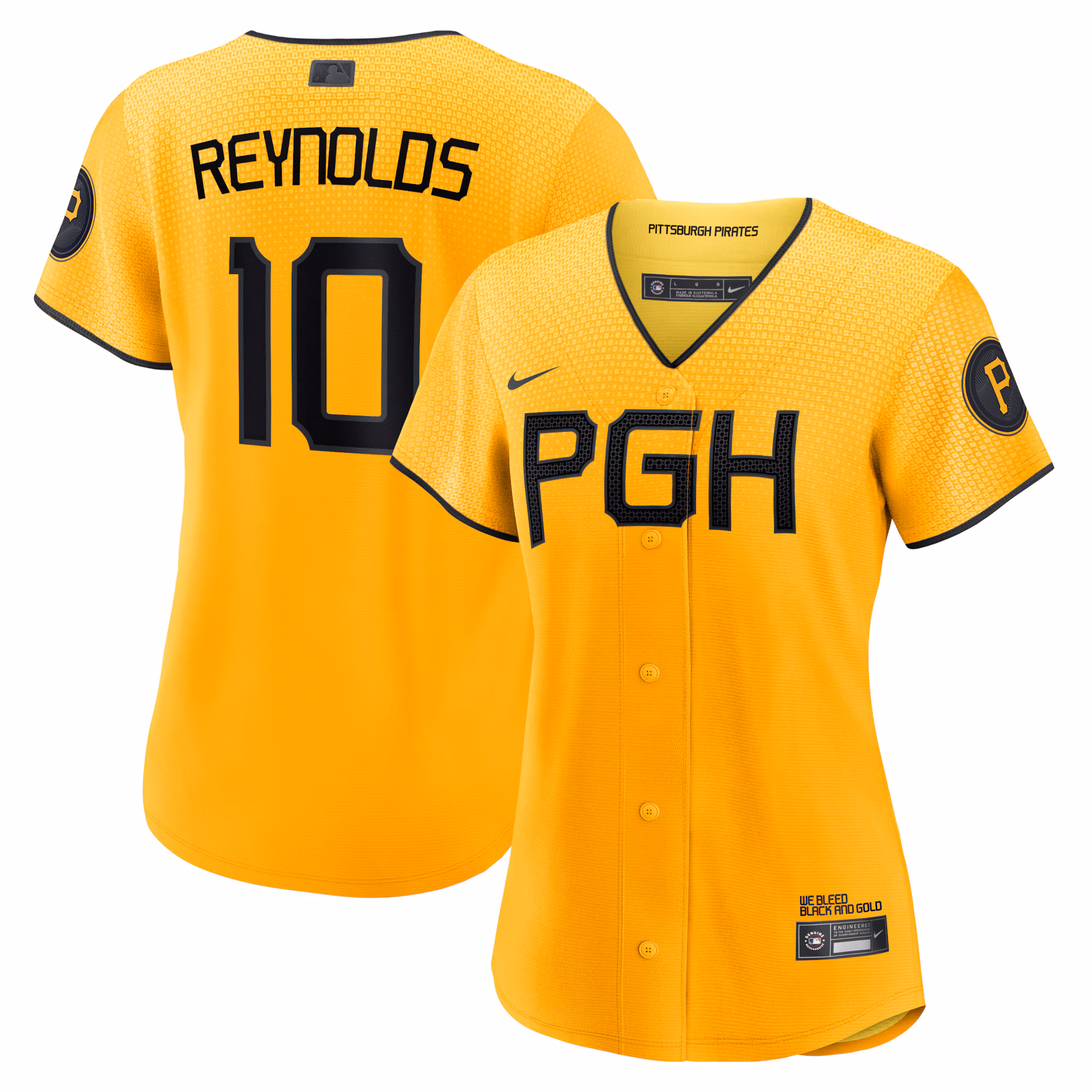Women's Pittsburgh Pirates Bryan Reynolds #10 Gold City Connect Replica Player Jersey