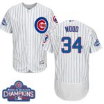 Chicago Cubs #34 Kerry Wood White Flexbase Collection 2016 World Series Champions Stitched Jersey