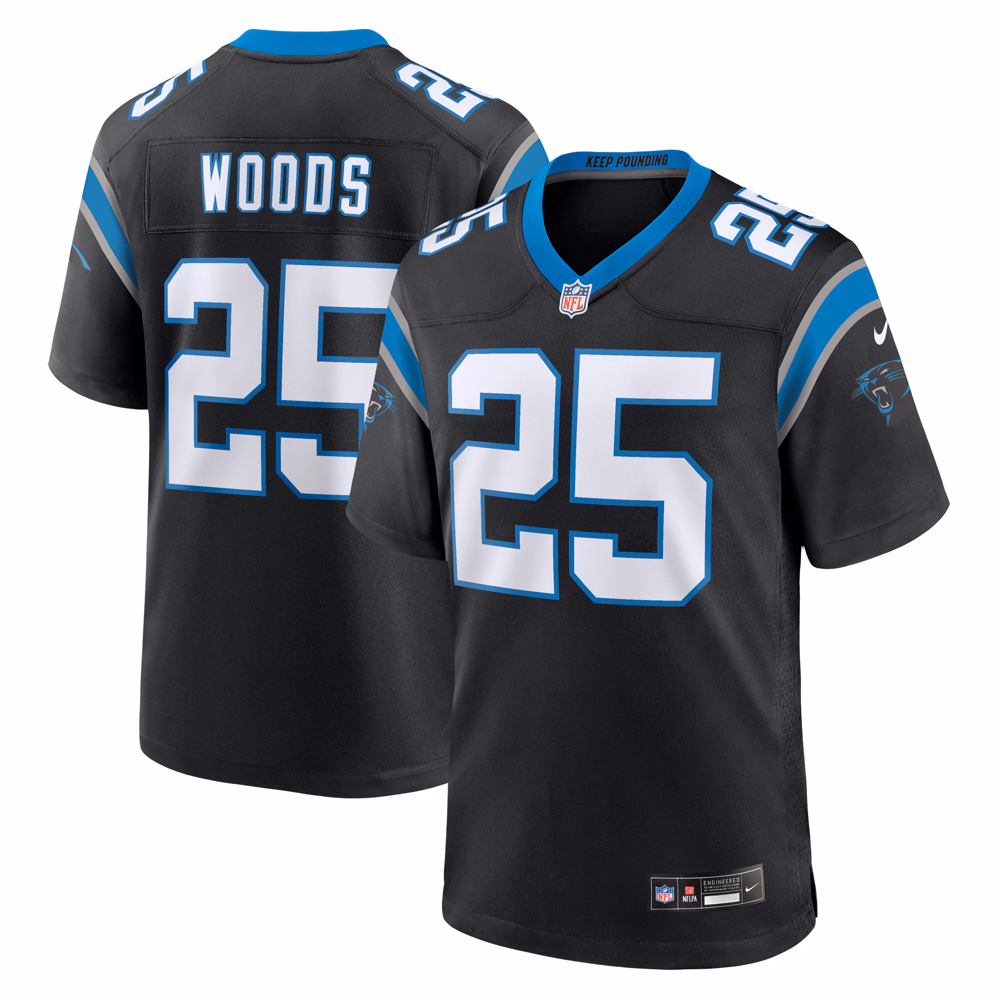 Xavier Woods Carolina Panthers Team Game Jersey - Black
