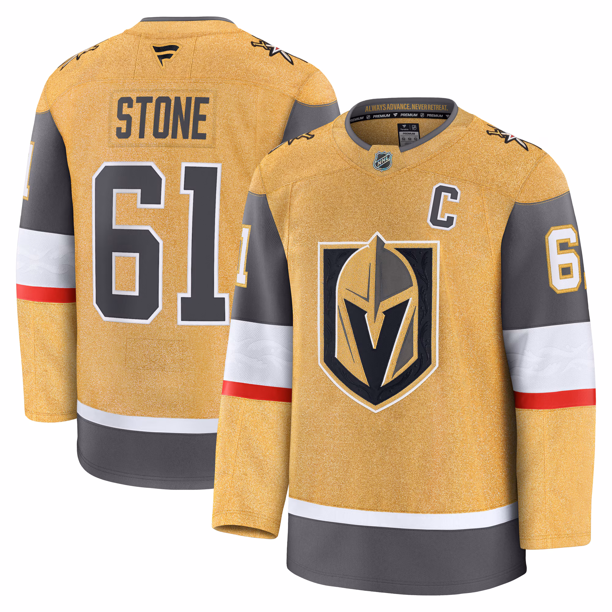 Vegas Golden Knights Mark Stone #61 Fanatics Gold Home Premium Jersey