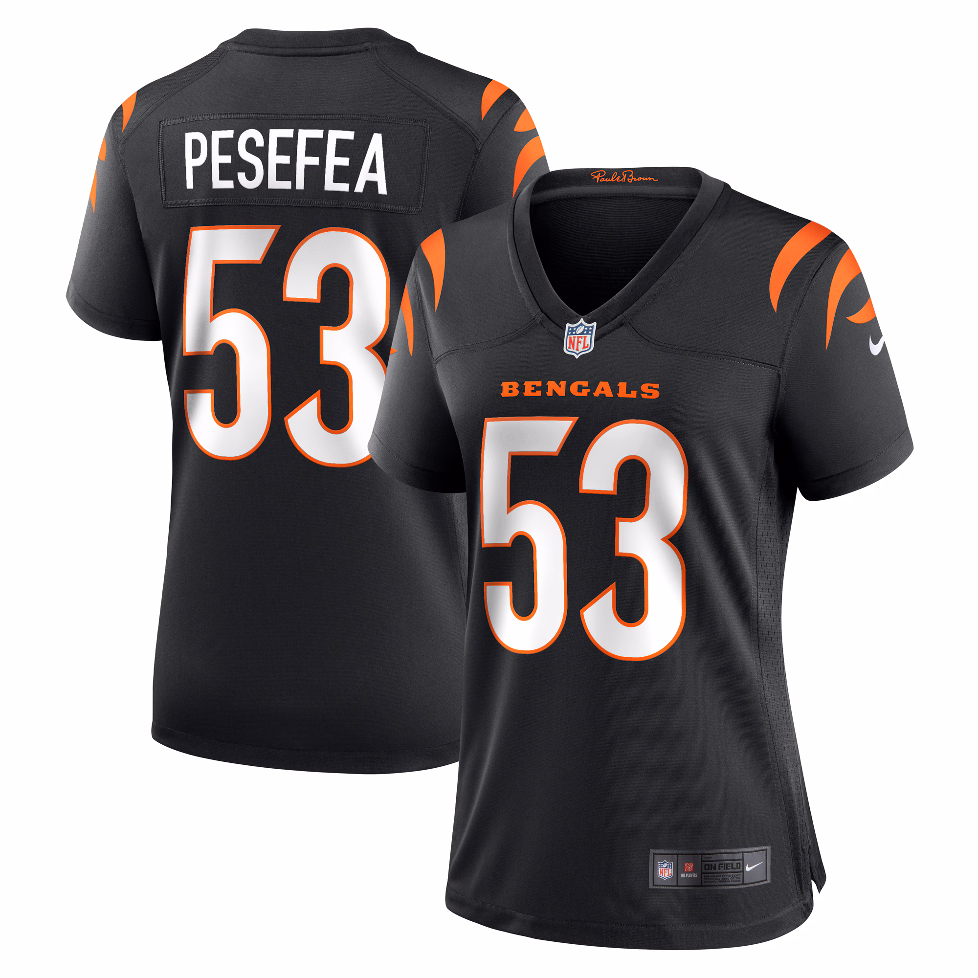TJ Pesefea Cincinnati Bengals Women's Team Game Jersey -  Black