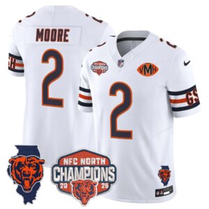DJ Moore #2 Chicago Bears CHI 2025 NFC North Champions Patch Jersey V2 - All Stitched