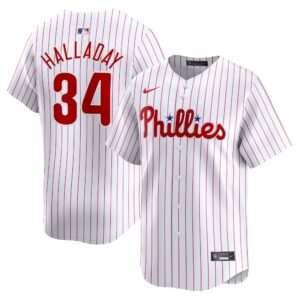 Men's Philadelphia Phillies #34 Roy Halladay  White Home Limited Player Jersey
