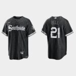 Men's Chicago White Sox #21 George Bell Black 2021 City Connect Cool Base Jersey