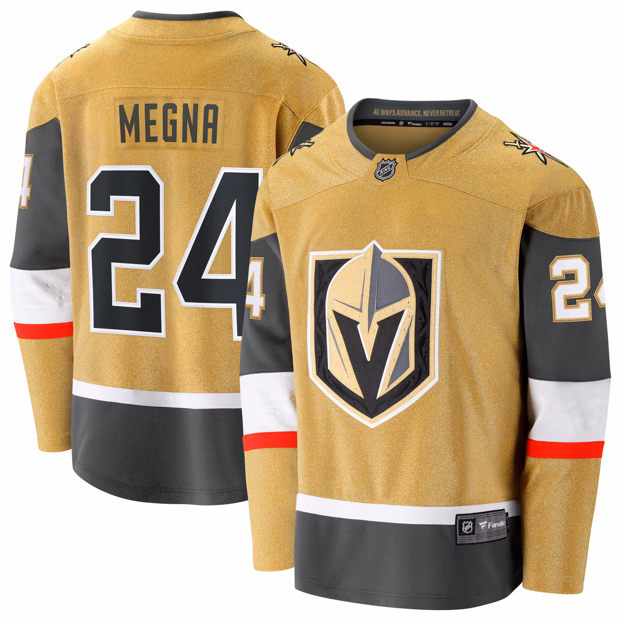 Vegas Golden Knights Jaycob Megna #24 Fanatics Gold Home Breakaway Jersey