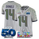 Sam Darnold #14 Seattle Seahawks 2025 Rivalries Super Super Bowl LX 50th Season Patch Vapor Limited Jersey