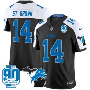 St. Brown #14 Detroit Lion 2025 Michigan & 90th Year Patch Vapor Jersey - All Stitched
