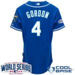 Kansas City Royals #4 Alex Gordon Blue Alternate 2 Cool Base W/2014 World Series Patch Stitched Jersey
