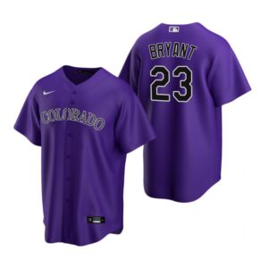 Men's  Colorado Rockies #23 Kris Bryant  Purple Replica Alternate Cool Base Jersey