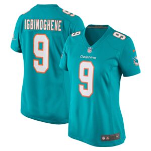 Noah Igbinoghene Miami Dolphins  Women's Game Player Jersey - Aqua