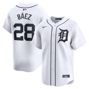 Men's Detroit Tigers #28 Javier Baez  White Home Limited Player Jersey
