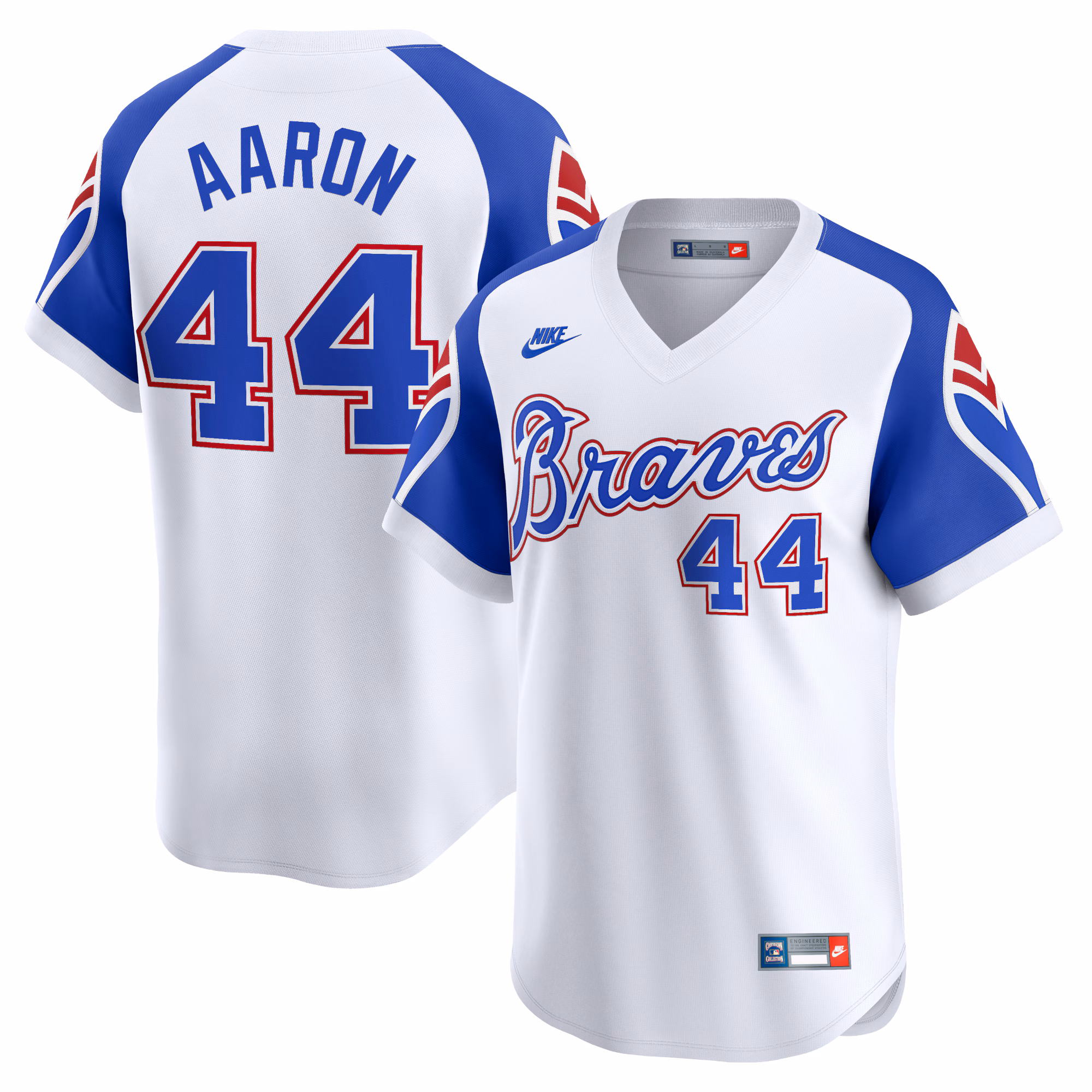 Atlanta Braves Hank Aaron #44 White Throwback Cooperstown Limited Jersey